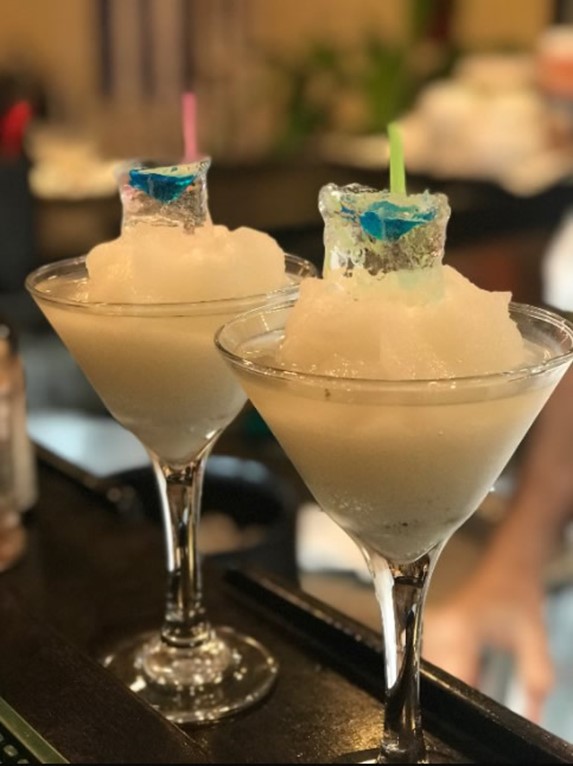 Cocktails served at the restaurant's bar