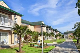 View of the road to the rooms 