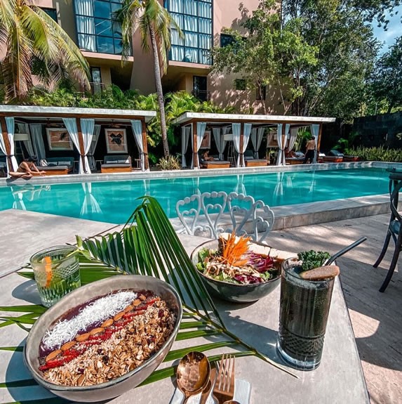 Lunch next to the restaurant's pool