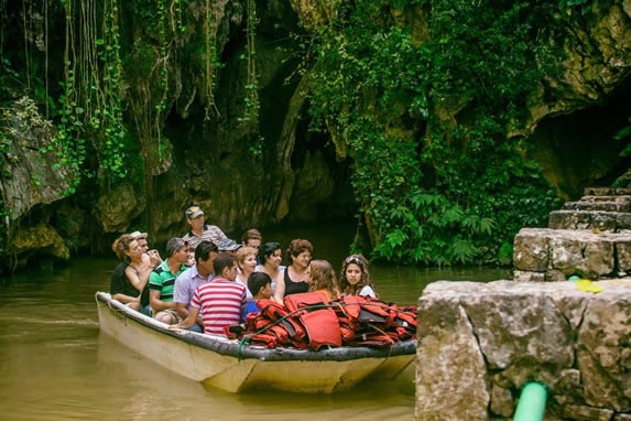 Boat tour inside the Indian's cave