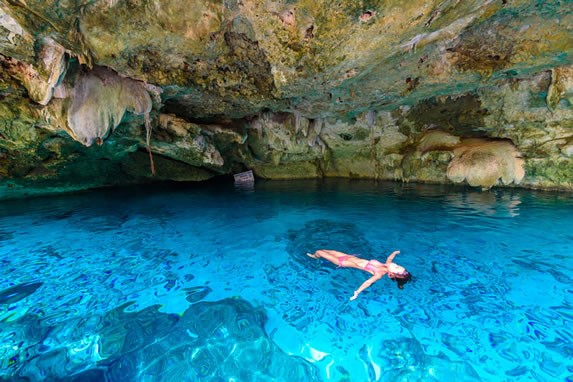 View of caves in the Cenote Dos Ojos
