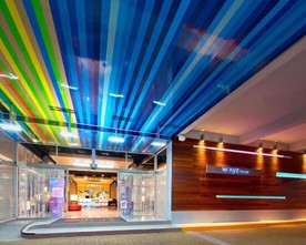 View of the Aloft Cancun hotel entrance