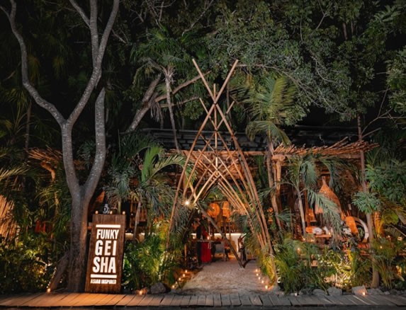 Funky Geisha restaurant entrance, Tulum