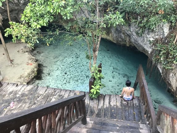 Stairs to go down to the cenote