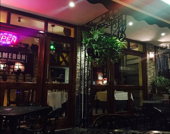 Wooden furniture on the restaurant terrace