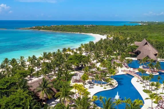 Aerial view of the hotel pool and beach