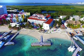 Aerial view of the Cancun Bay Resort hotel