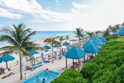 Parasols on the hotel beach