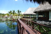 Lake with bridge at the hotel