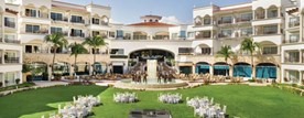 View of the hotel and event gardens