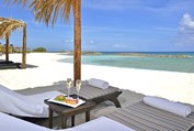 Sun loungers on the hotel beach