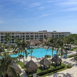View of hotel and pool area