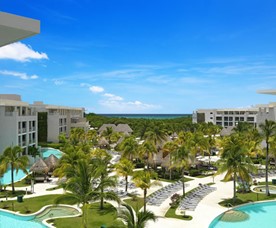 View of hotel and pools