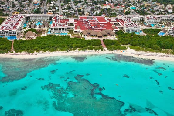Aerial view of hotel form the sea
