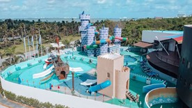 Aerial view of the hotel's water park