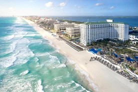 Aerial view of the JW Marriott Cancun hotel