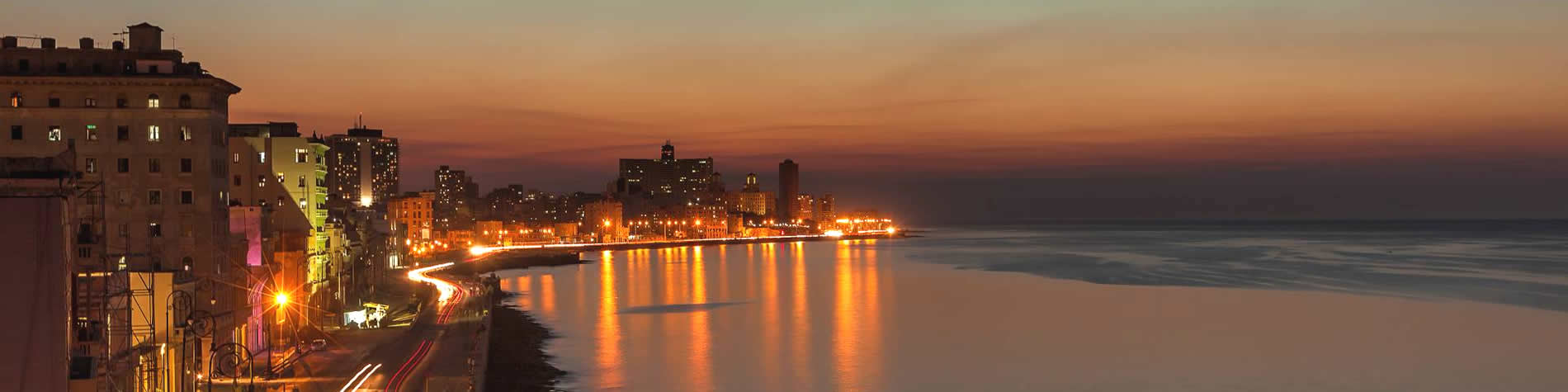 View of the malecon drive by night