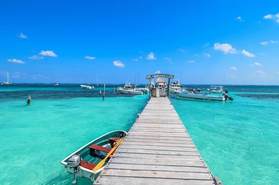 Pier on the beach of Puerto Morelos