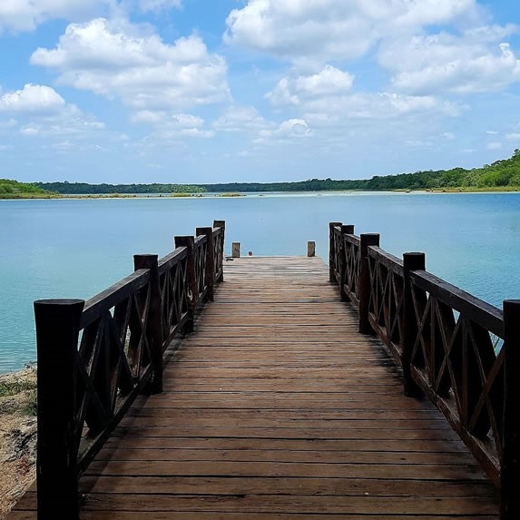 View of the pier on the reserve lake