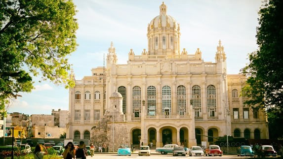 Facade of the museum of the revolution in Havana