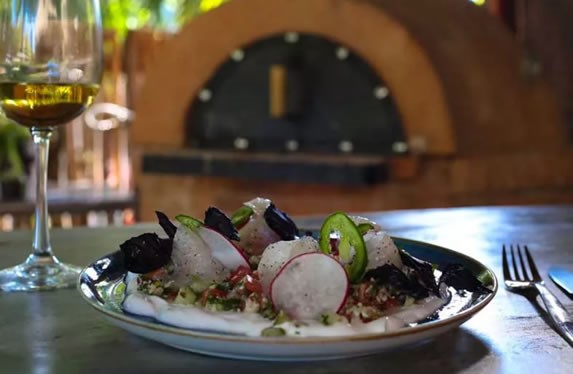 Food served in the restaurant