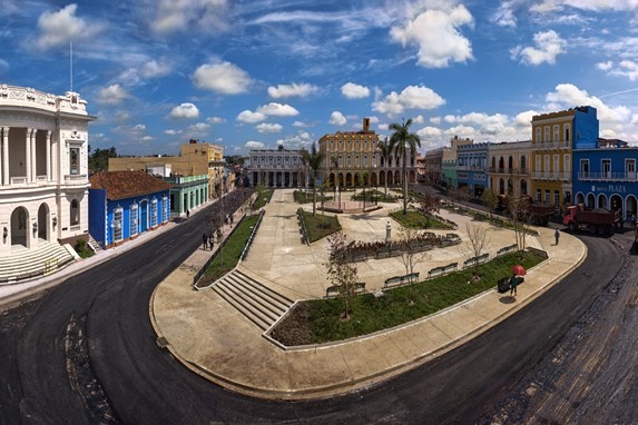 Aerial view of a square in Sancti Spiritu