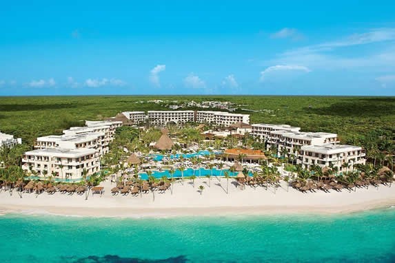 Aerial view of the Secrets Akumal hotel