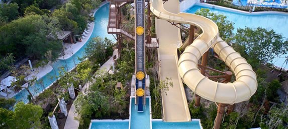 Aerial view of the slides in the park