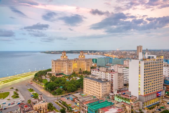 Aerial view Vedado and Malecón