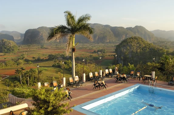 Hotel pool overlooking the Viñales valley