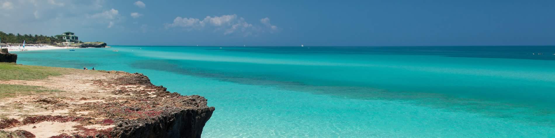 View of the coast and turquoise waters