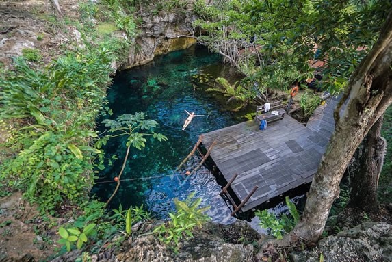 Aerial view of the Gran Cenote, in Tulum