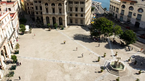 Aerial view of the square from inside the convent