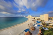 View of the beach from the hotel