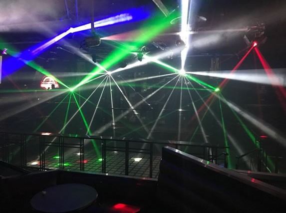 Party lights inside the nightclub