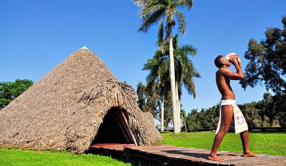 aboriginal and cuban hut in boca de guama