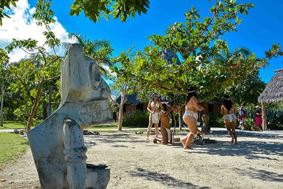 actors dressed as aborigines dancing