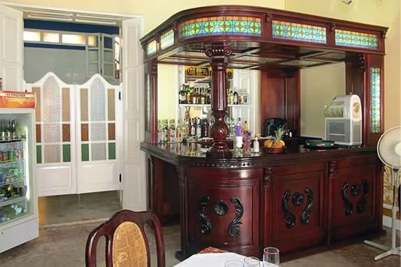 antique wooden corner bar.
