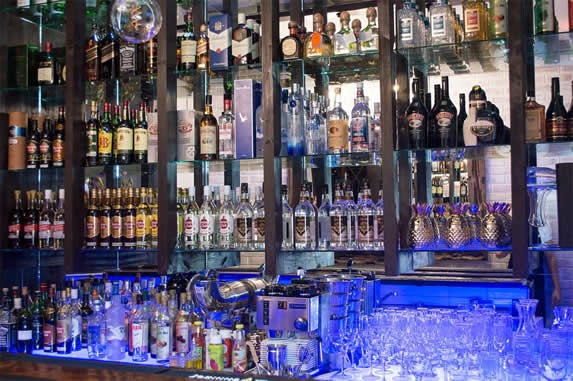 View of drinks at the cafe bar