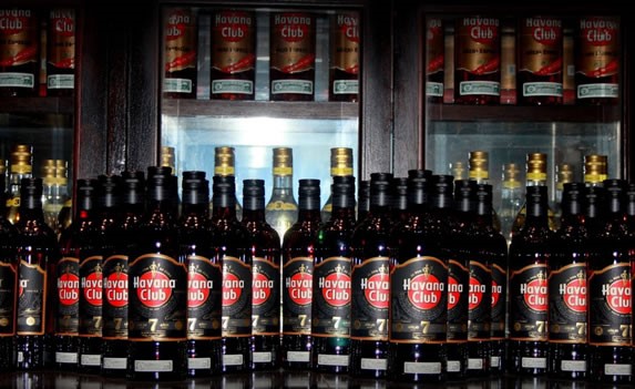 Bottles of rum at the rum museum in Old Havana