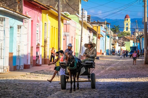 horse cart through the colonial streets