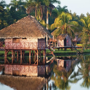 guano roof houses by the lake