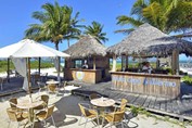 beach bar with guano roof next to the beach