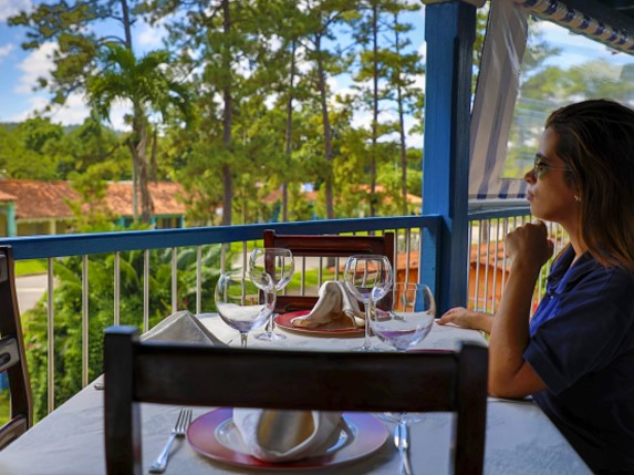 customer sitting outside the restaurant