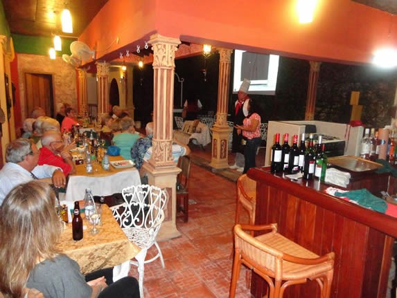 Customers enjoying their dinner.