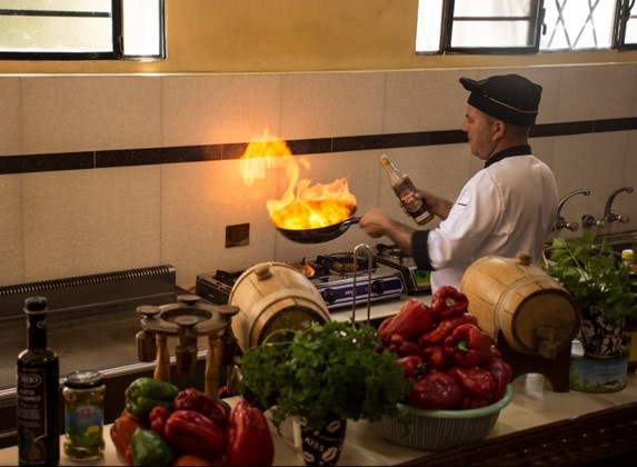 Interior view of restaurant kitchen