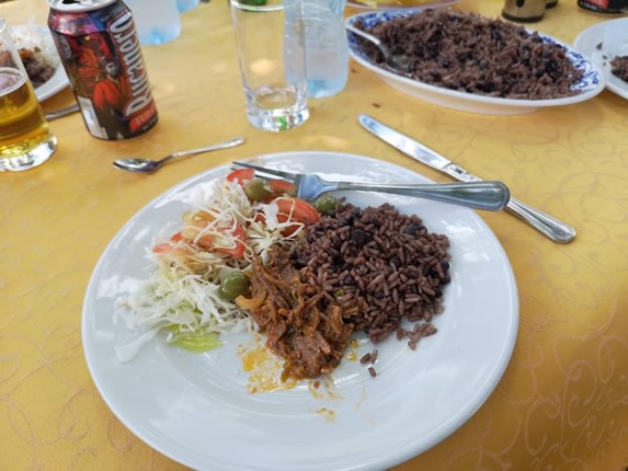 table served with Creole food