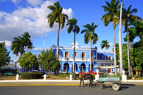 colorful colonial building on the promenade