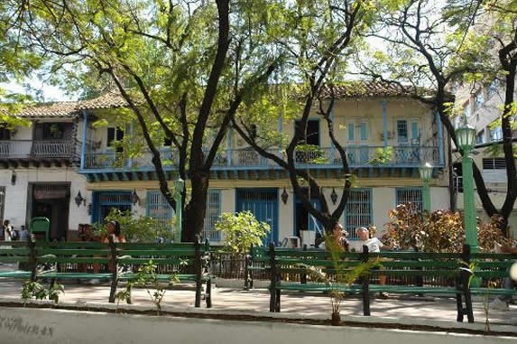 colonial buildings around the square