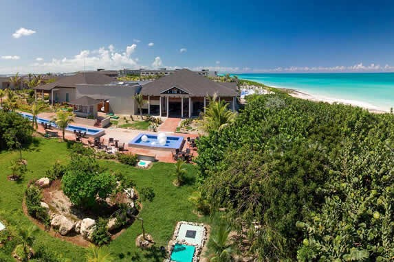 aerial view of the hotel by the sea